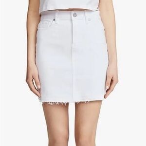 Paige Elaina Released Hem Skirt Crisp Optic White Denim Size 27 Mini Elainia